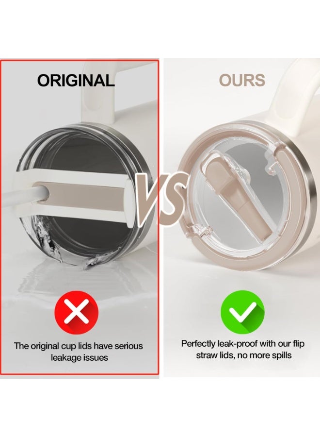 غطاء كوب مانع للتسريب بفتحات شرب مزدوجة، تصميم سهل ومريح للاستخدام، لون بيج أنيق، مناسب للمشروبات الساخنة والباردة. - Image 5